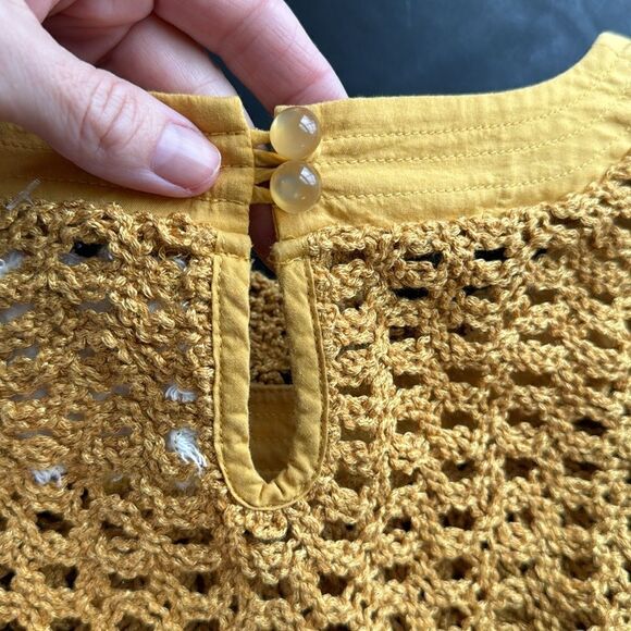 Anthropologie Angel of the North Womens Senoia Boho Sweater Mustard Crochet XS - Picture 8 of 14
